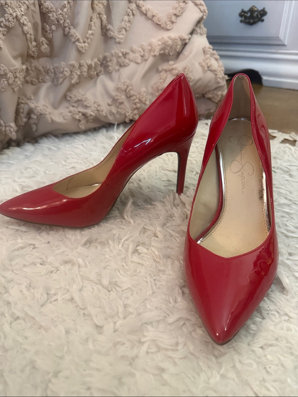 Jessica Simpson Red Patent Pointed-Toe Stiletto Pumps